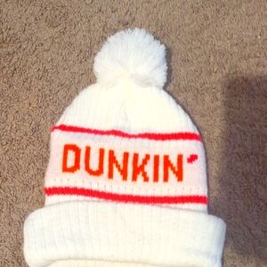 Dunkin' White and Orange Knit Beanie